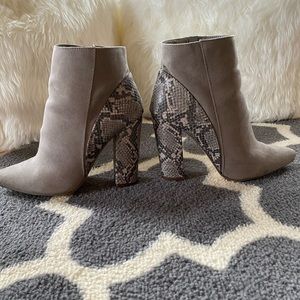 Snakeskin Suede Booties
